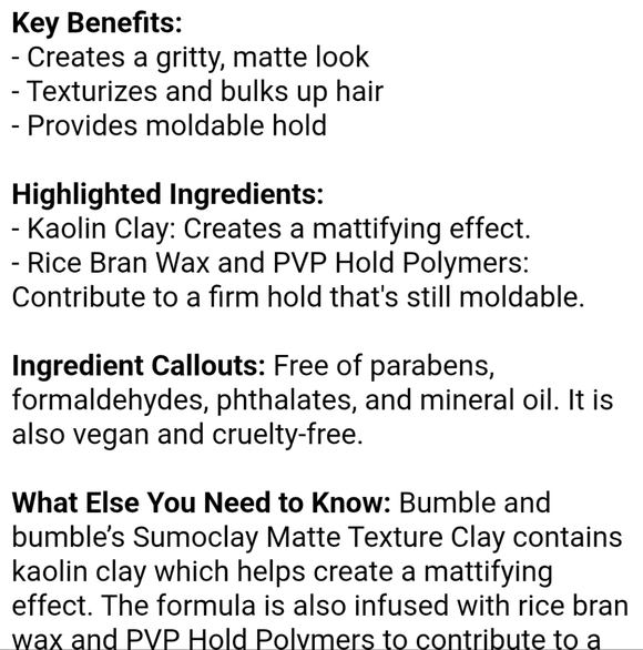 NIB BUMBLE & BUMBLE SUMO CLAY MATTE TEXTURE CLAY - Picture 5 of 16